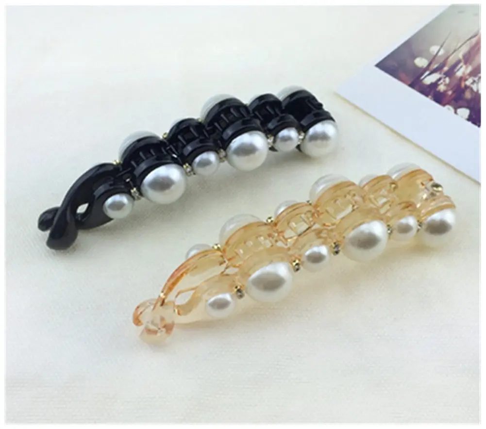 Fancy Banana Clips Find Deals On Line At Get Quotations Casualfashion 2 Pcs Korean Rhinestone Pearls Banana Clips Ponytail Holders Hair
