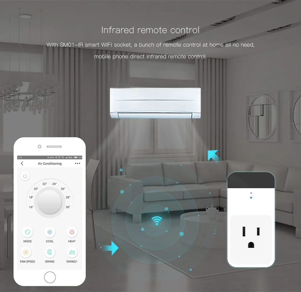 Voice Control Air Conditioner Us Smart Wifi Socket And Plug With Sdk