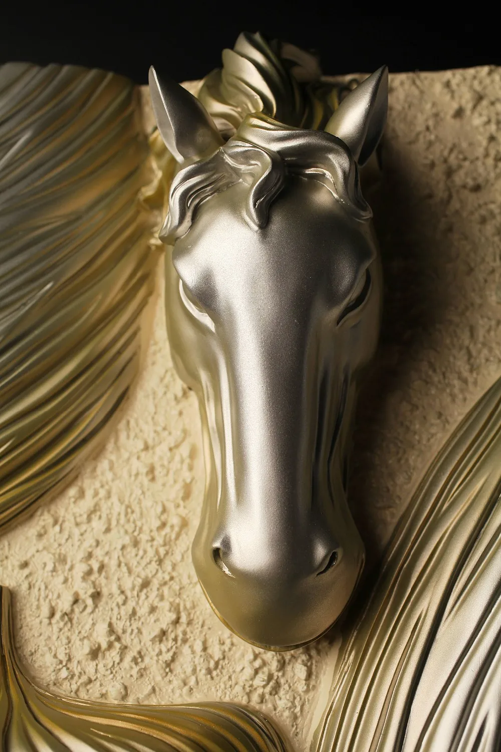 Running Abstract Beautiful Relief Resin Horses Painting For Wall Decor