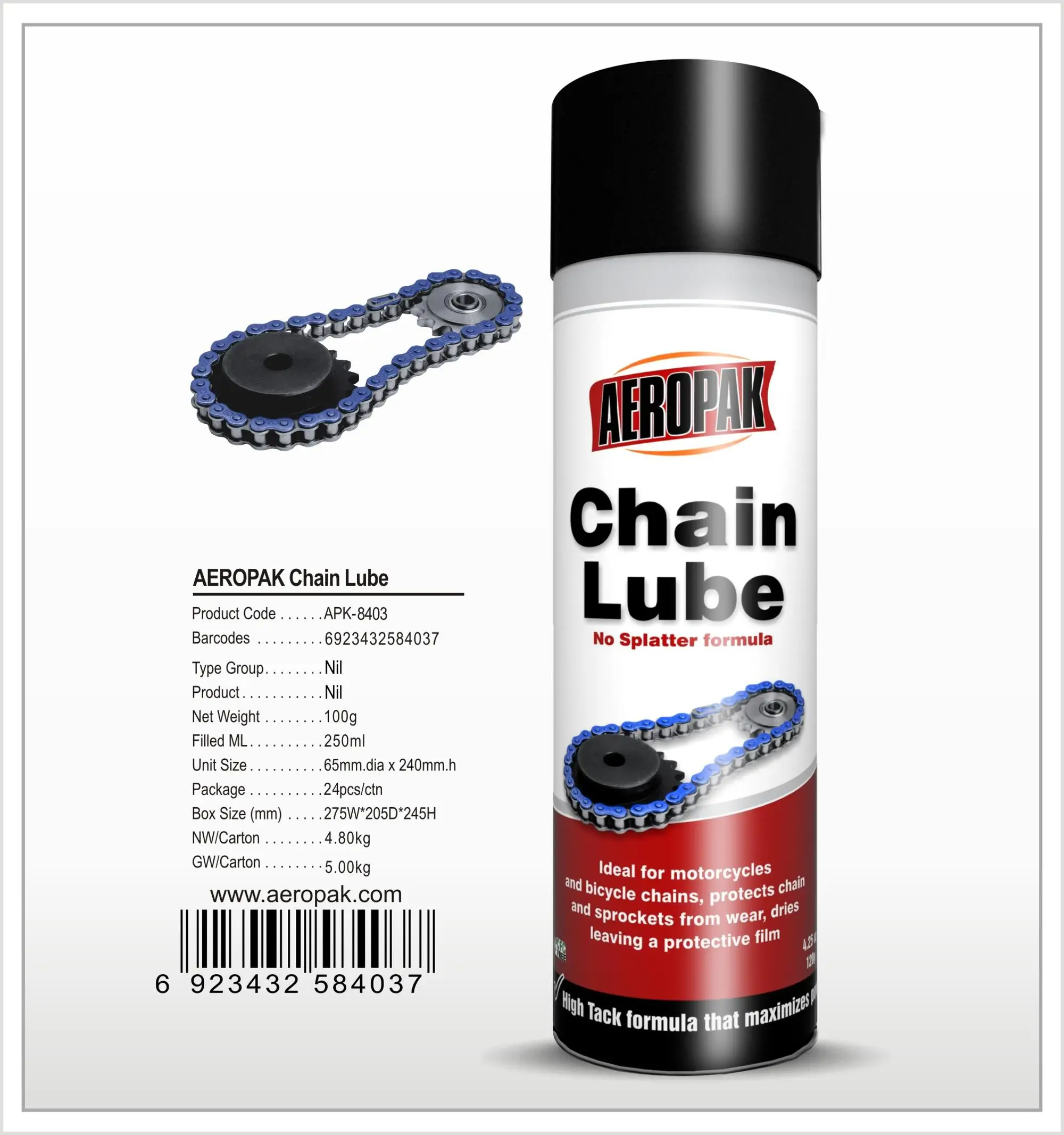 AEROPAK anti rust spray bike Chain Lube
