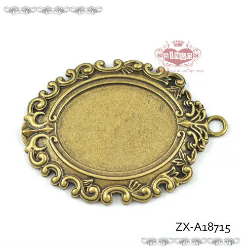 10 Dark Black 40mm Round Large Pendant Trays Blank Bezel Cameo Cabochon Setting