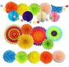 Hanging Paper Ornaments Decorations Party Supplies for Party Hanging Paper Fan, Dot String, Pom Pom Flower and Honeycomb