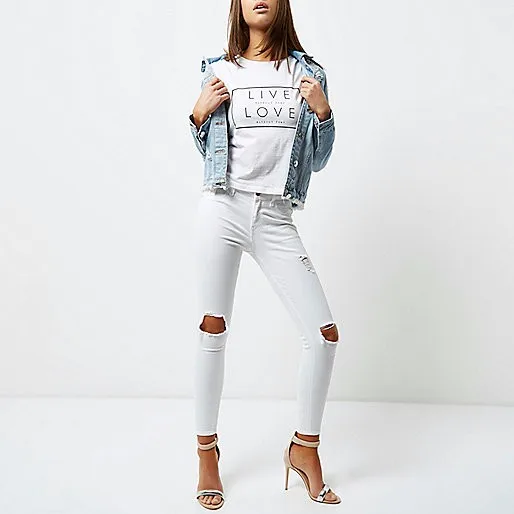 Custom New Style Ladies Jeans White Ripped Super Skinny Jeans For Women - Buy Allibaba Com,Jeans Women,White Ripped Jeans For Product on Alibaba.com
