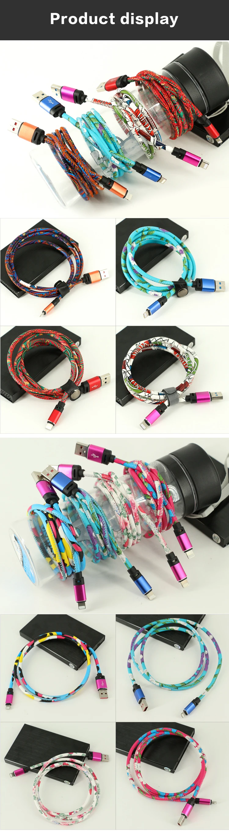 1m flower leather usb cable customized data usb cable micro usb cable - ANKUX.COM