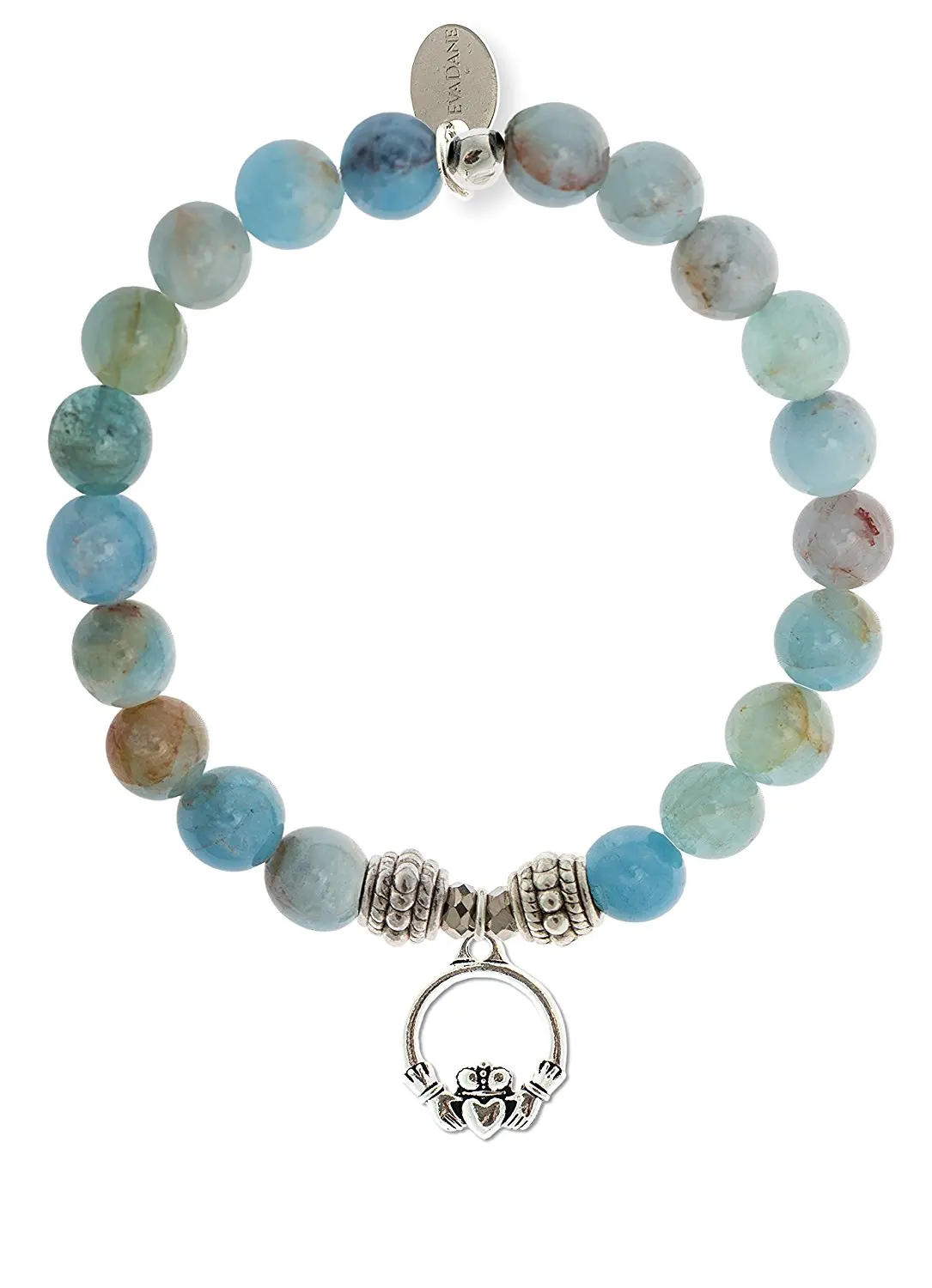 Aquamarine Charm Bracelet Find Get Quotations Evadane Natural Aquamarine Beryl Gemstone Rope Bead Claddagh Charm Stretch Bracelet