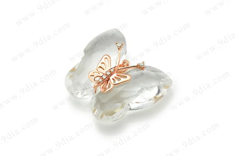 White Quartz butterfly Pendant 18k Gold Women Necklace Pendant
