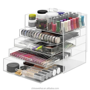 New Deluxe Makeup Organizer Acrylic 5 Tier Drawer Cosmetic