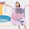 Hooded Bath Towel Kids Robes Bath Wearable Towel Dress Children Fast Drying Beach Spa Magical Printed Nightwear Sleeping