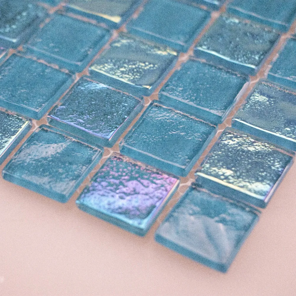 Màu xanh tinh thể thủy tinh mosaic gạch giá rẻ hồ bơi gạch backsplash