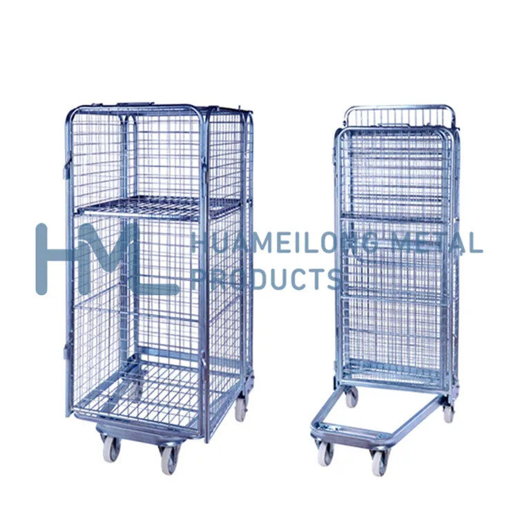 Nestable Metal Storage Collapsible Eu Warehouse Rolling Welded Wire