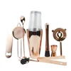 Copper Boston Shaker Set: Cocktail Shaker Set with Strainer, Double Jigger, Muddler