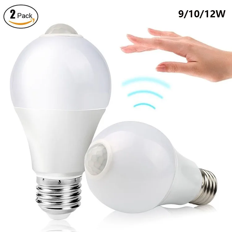 Day Night Light A60 E27 Automatic Motion Sensor Led Bulb A19 10w 12w E26 Smart Pir For Outdoor Indoor