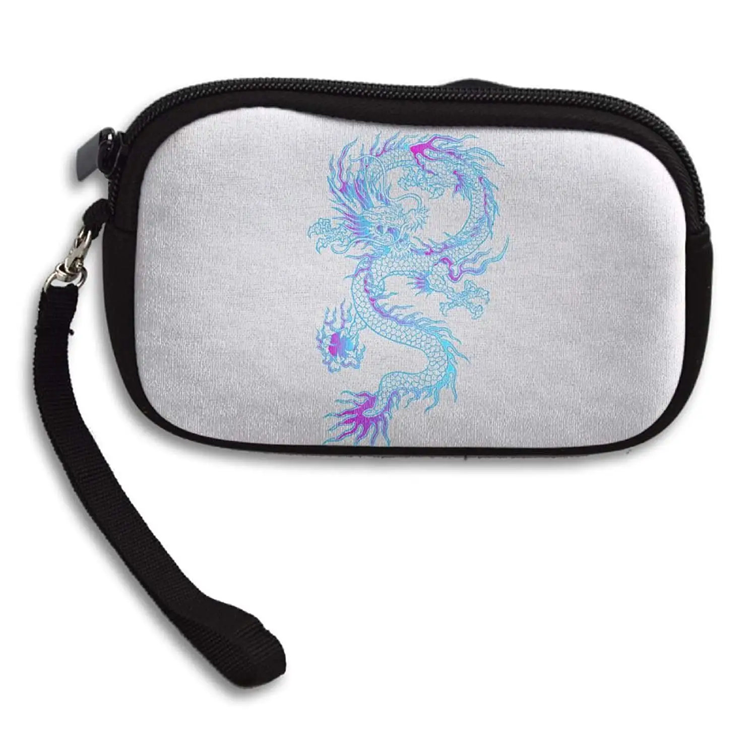 Dragonbta logo blue dragon women/’s white dragon small wallet 100/% polyester fiber dragon purse