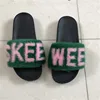 Wholesale Luxury natural mink fur slides logo custom real fur slippers