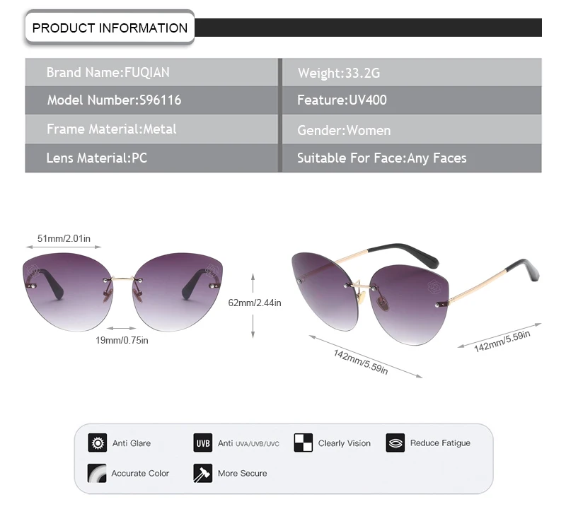 Retro Rimless Cat 3 UV400 Flower Lens Brand Designer Women Sunglasses