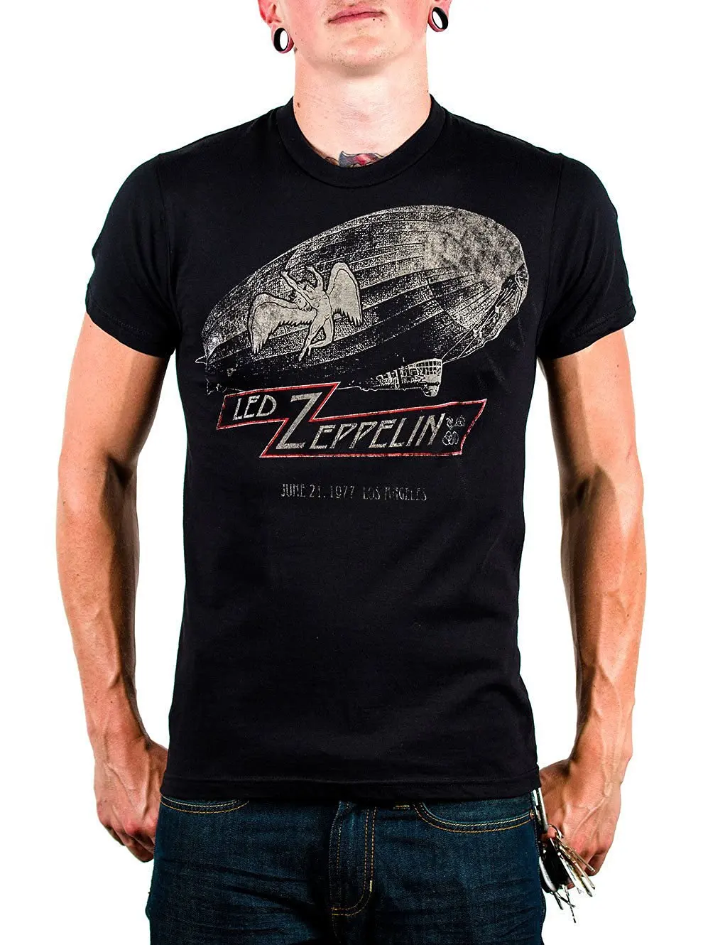 Led Zeppelin Cities 1977 US Tour Black TSHIRT for Men