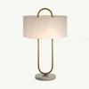White Marble Table Lamp for Bedroom Reading Modern Indutsrial Office Hotel Luxury Bedside Linen Fabric Shade Table Lamp