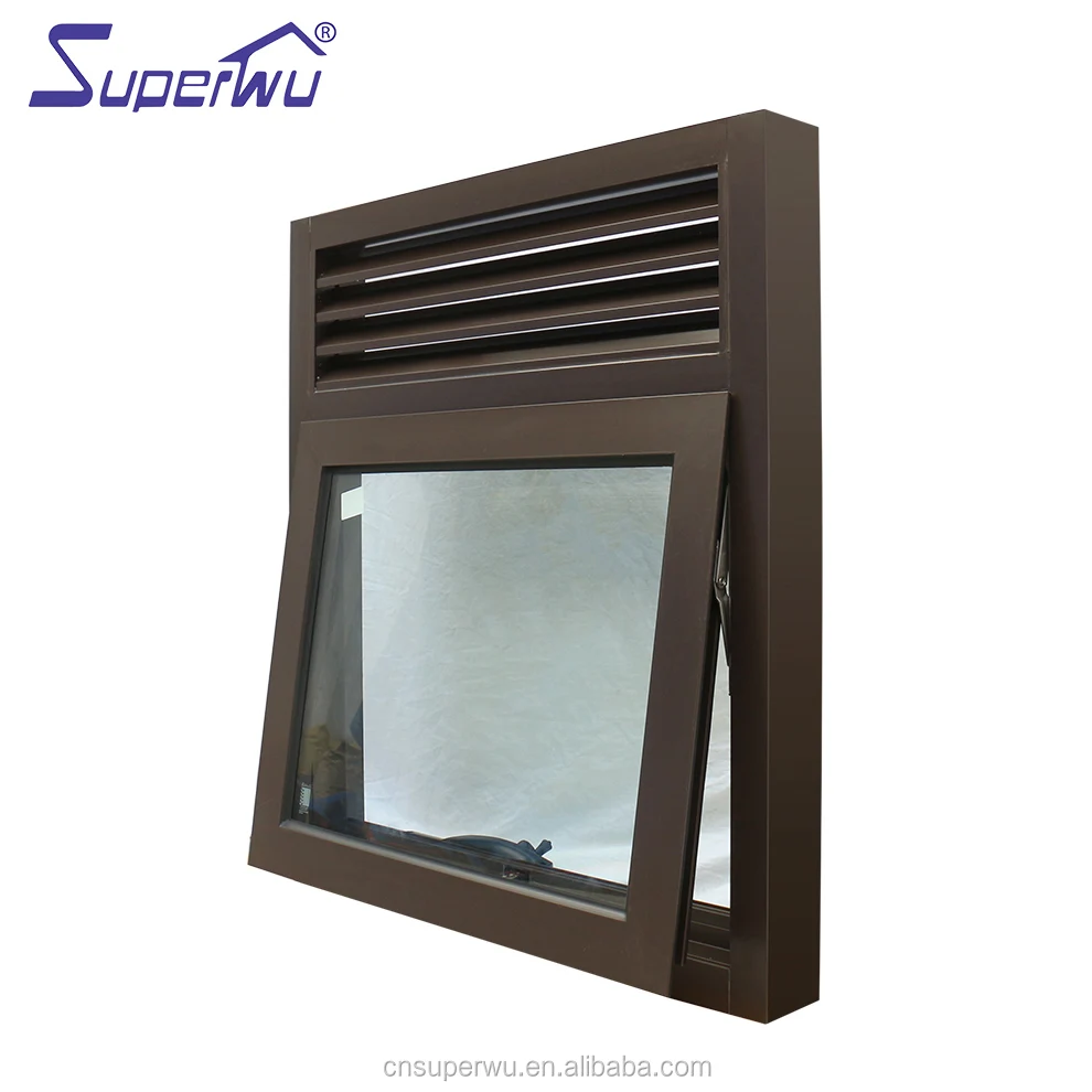 NZS Aluminum awning type double glazed glass window with air vent for house