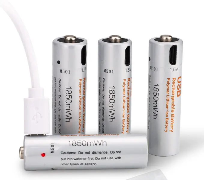 14500 Rechargeable Lithium Ion Battery 1200mAh Micro USB 1.5V Batteries
