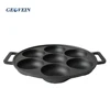 7 Holes Cast Iron Round Bake Pan Pudding Tray with two Handle