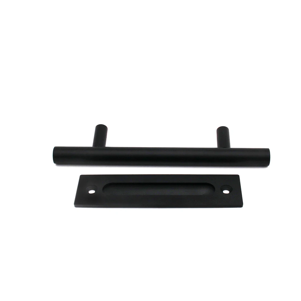 Matte Black Steel Sliding Barn Door Handle With Flush Back Plate Buy