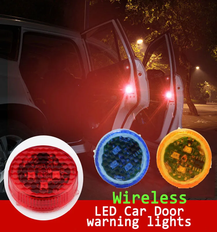 2pcs Set Red Yellow Blue Car Led Door Opened Signal Warning Strobe 2pcs Set Red Yellow Blue Car Led Door Opened Signal Warning Strobe Light Wireless Flash