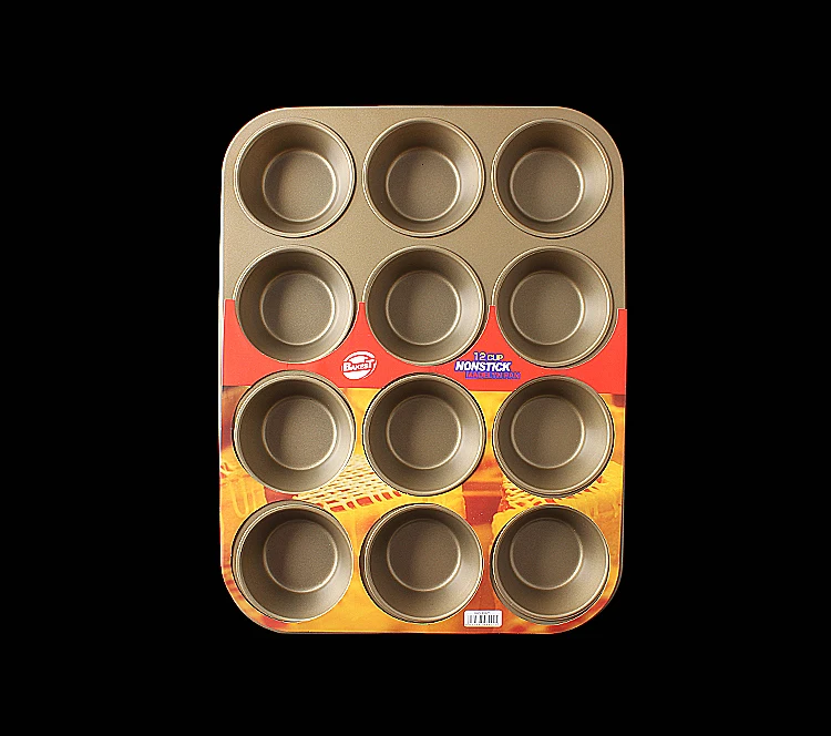 Bakest Large Golden 12 Round Holes Muffin Tart Baking Cupcake Pan Mold