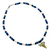 White Clam Shell Sprayed Necklace in Barrel Lock with Shark Tooth Pendant Necklace