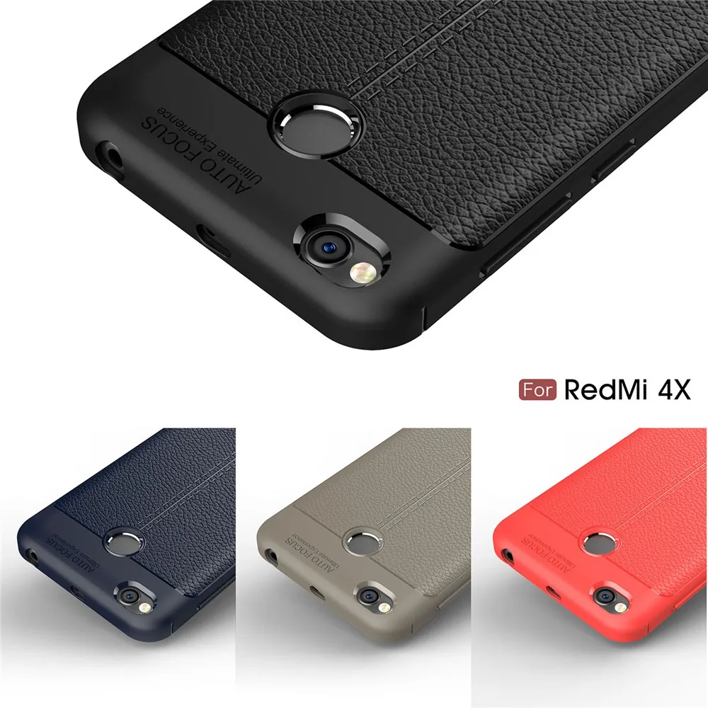2017 New Design Carbon Fiber Lichee Pattern For Xiaomi Redmi 4X Soft TPU Case For Xiaomi Redmi 4X