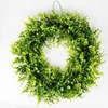 Door Hanging Wall Window and Holiday Wedding Decor Artificial green leaves Christmas Boxwood wreath with hanging ribbon