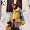 Denim Down Feather Jacket Hot Selling Popular Real Sheep Fur Genuine Leather Jacket Women