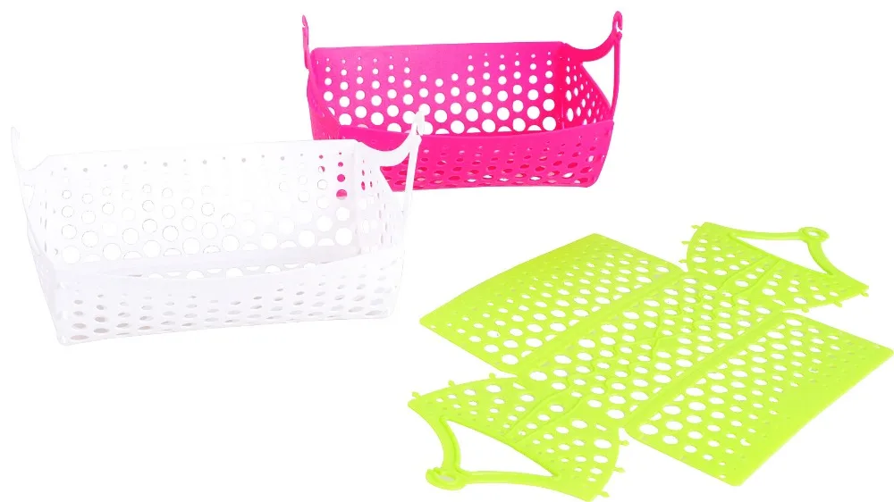 Unique DIY food grade foldable plastic basket collapsible insulated picnic basket