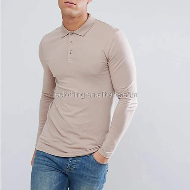 long sleeve muscle fit polo