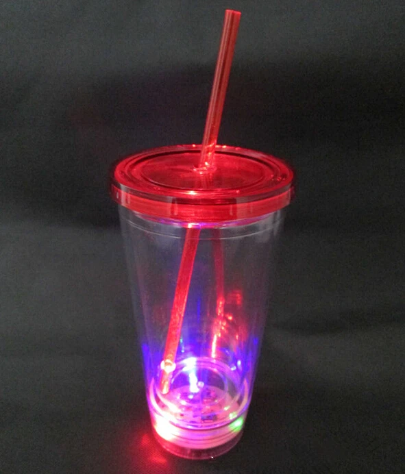 Uneven Surface Straw Tumbler With Led Light/ Led Light Up Tumbler With
