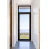 Black aluminium low E glass hinged doors with blue sky