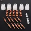 Lonten 30pcs Copper Thermal Dynamics Plasma Cutter Tip Electrodes Consumables Ceramic Shield Cups Spare Parts Kit For BPS40 ele