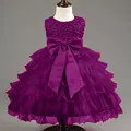 2016 New Formal Newborn Baby Girl Pleated Dress For Birthday Party Christening Tiered Clothes WIth Pearl