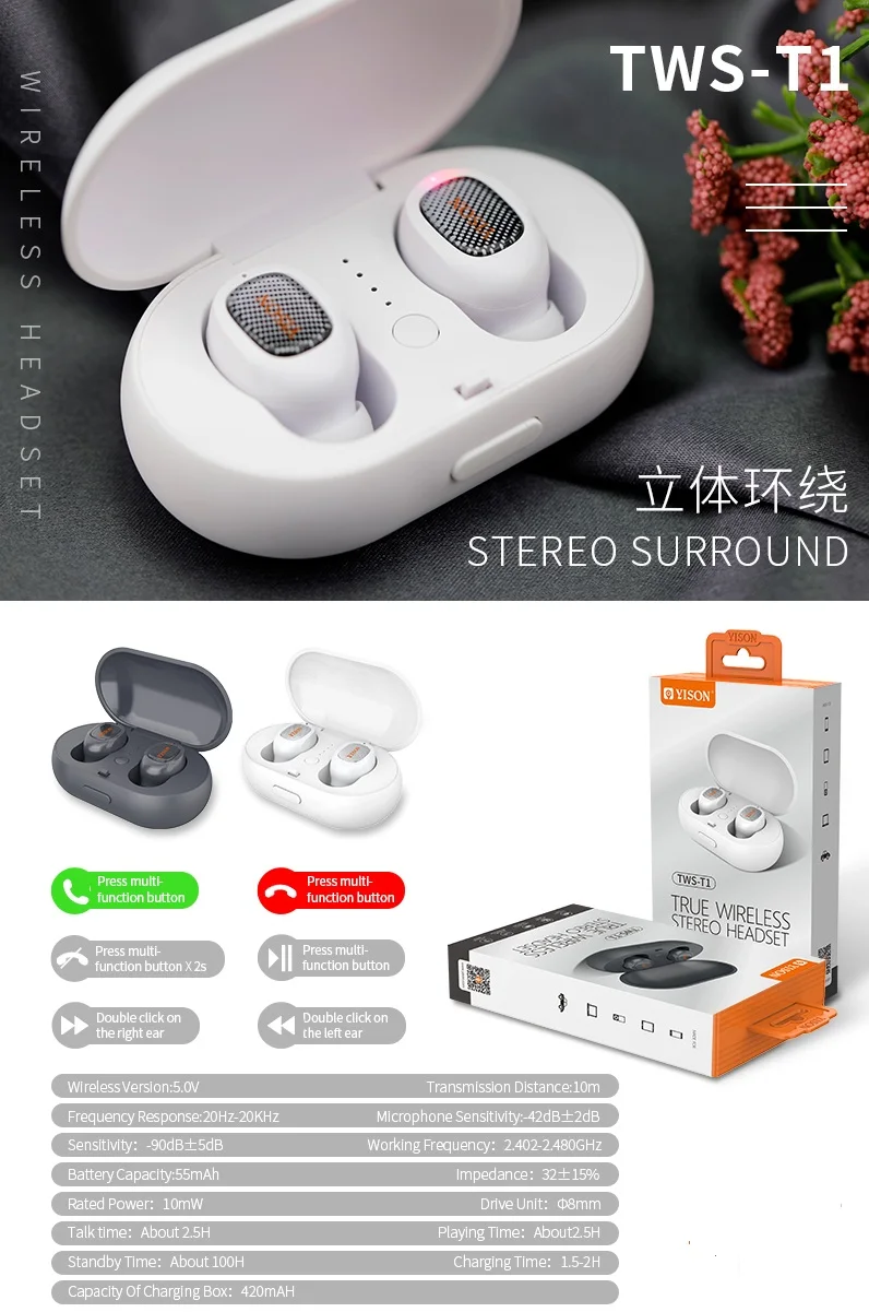 Headphone Portable Wireless Earphone For i7S TWS With Charging Box Wireless Earbuds For iPhone For Android
