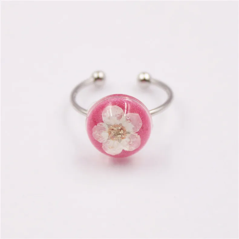 Mini Real Dried Flower Lace Flower Resin Ball Ring Orb Globe Pressed