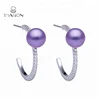 High Quality Girl With A Pearl 925 Sterling Silver Jewellery Freshwater Pearl Big Hoop Earrings