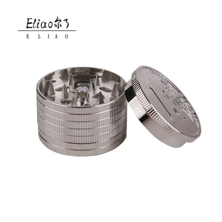 High Quality Coins Tobacco Herb Grinder 3 Layers Diameter 42mm Zinc