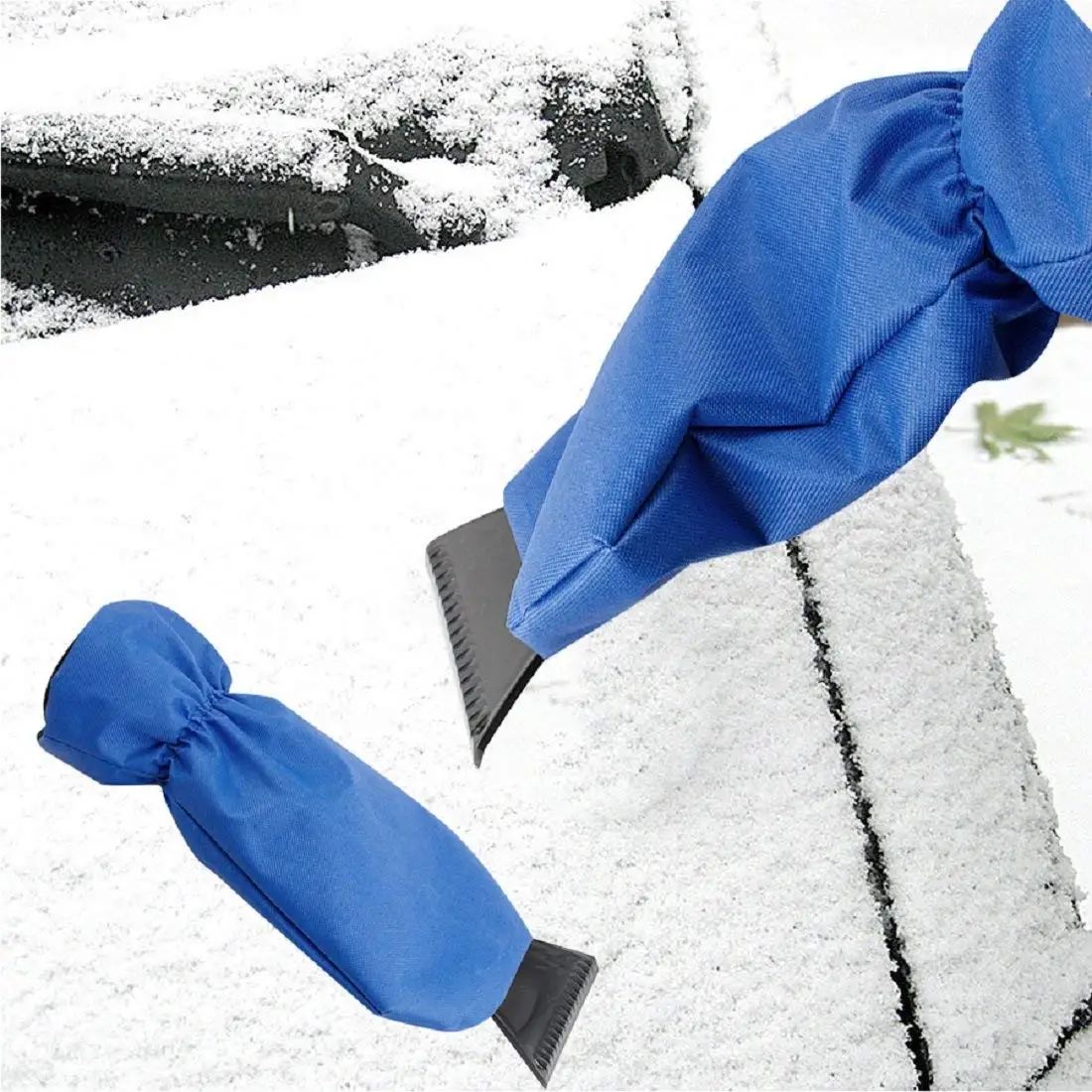 Blue Non branded Clacopiz Ice Scraper Mitt for Car Windshield Snow Scraper Waterproof Glove Ice Shovel Snow Remover Glove Lined of Warm Thick Fleece for Window from Scrape Frost and Ice