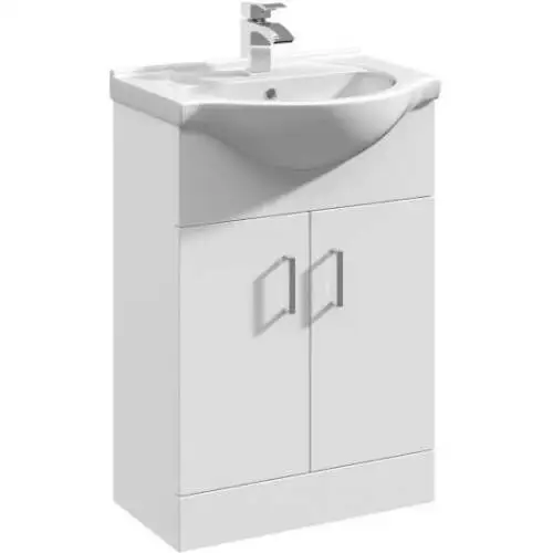 White Freestanding Gloss 550mm Bathroom Vanity Unit & Basin,Best ...