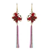 Chinese style red butterfly tassel earrings brand earring sterling earring