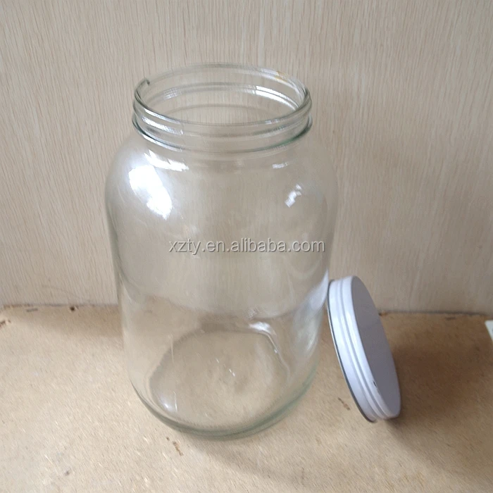 1 Gallon Clear Round Glass Jar/jug With Metal Lid Buy Large Glass Jar