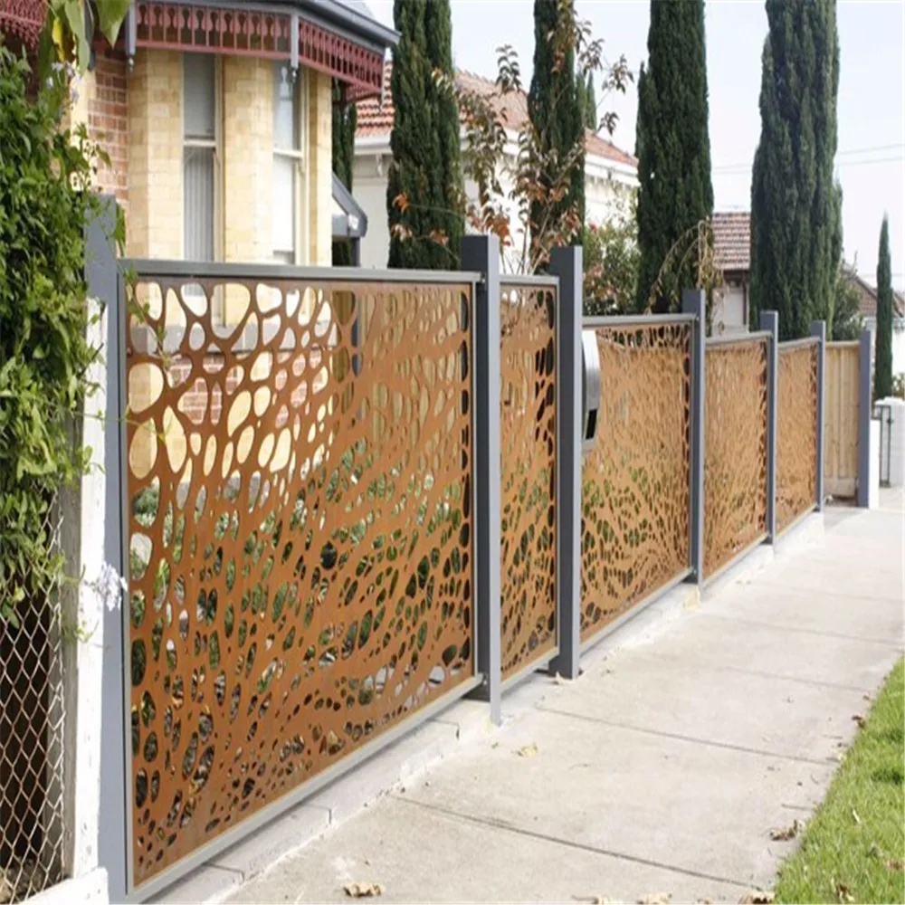 China Decorative Laser Cut Metal Fence Panel Privacy Steel Fence Panel Perforated Iron Fence 7949