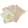 Reusable Grocery Produce Bags Cotton Mesh Ecology Market String Net Bag Kitchen Fruits Vegetables Cotton Drawstring bags 5 pack