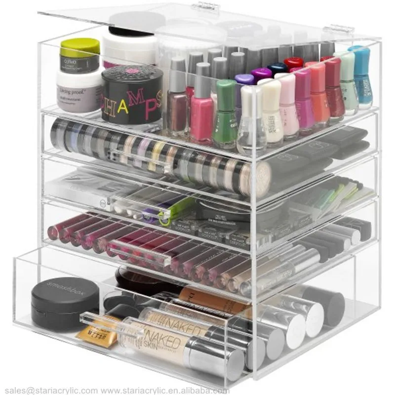 Clear Acrylic Storage Containers 5-tier Acrylic Cosmetic Organizer ...