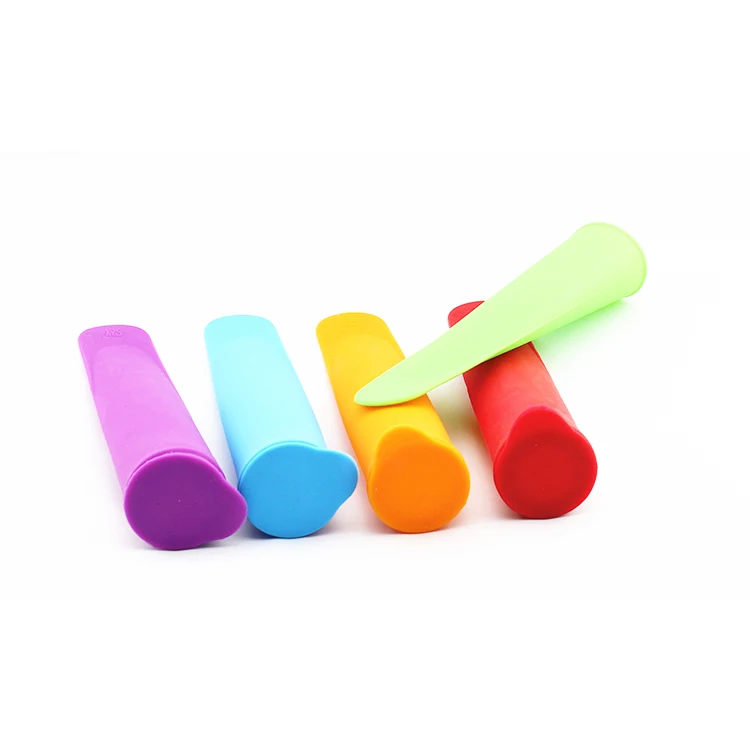 Wholesale Custom logo Long Shape Luge Cube Maker Cone Reezer Tray Mould Poposicle Pop Silicone Ice Cream Mold With Lid