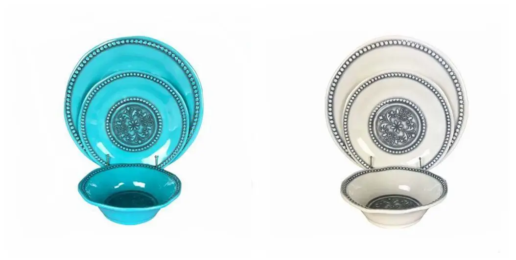 Hot selling 12pcs porcelain like Melamine multicolor round dinnerware sets for USA market